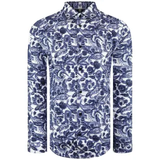 Ted Baker Uldale Mens White/Blue Petersiliehemd