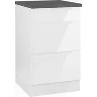 KOCHSTATION Unterschrank KS-Virginia,neu in verbesserter Ausführung (Stauraum, Softclose, mit CPL-Arbeitsplatte) Breite 50 cm, 1 Schubkasten, 2 Auszüge, Soft-Close-Funktion