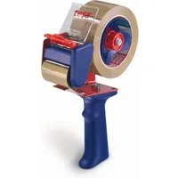 tesa Klebeband tesapack ECONOMY Handabroller (Packung, 1-St) Packbandabroller für leichtes & sicheres Verpacken - blau / rot