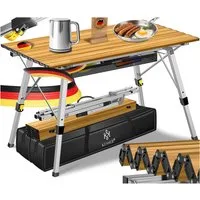 KESSER Campingtisch Klapptisch faltbar & höhenverstellbar mit aufrollbarer Tischplatte (90x53cm klappbarer Tisch inkl. Tragetasche mit Trageband & Netztasche), Falttisch mit Aluminium-Rahmen - max. 50kg & rost- & kratzfest