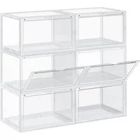 SONGMICS Schuhbox Stapelbare Schuhboxen mit transparenter Tür (6 St), für Schuhe bis Größe 46, 28 x 36 x 22 cm, 6er Set