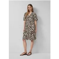 s.Oliver Midikleid Kleid Kurzes Viskose-Kleid mit Raffungen