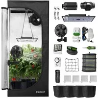 BRAST Gewächshaus Growzelt GrowBox, Komplettset inkl. Sonderzubehör, 3 Größen, Vollspektrum LED Technologie, licht & wasserdicht, Belüftungs- & Bewässerungssystem