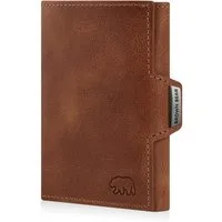 Brown Bear Geldbörse Modell Bruce Slim für 11 Kreditkarten aus Echtleder, mit Münzfach Farbe Braun-Vintage