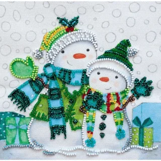 Perlen-Stickbild "Snow Friends", 15 x 15 cm