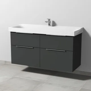 Sanipa 3way Waschtischunterbau zu Geberit Xeno2 Waschtisch mit 4 Auszügen, Graphit-Matt UP6641B