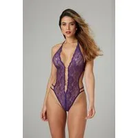 CHRISTINE LE DUC Body Renee Spitzen-Tanga-Bodysuit - Lila
