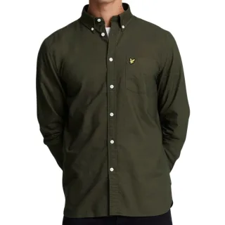 Lyle & Scott Dunkelgrünes, langärmliges, meliertes Hemd