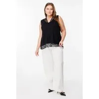 Shape of You Blusentop Ärmellose Bluse mit V-Ausschnitt und Spitzendetails