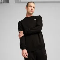PUMA Langarmshirt ESS CREW FL Regular Fit, sportlicher Stil, Rundhalsausschnitt, gesticktes Logo