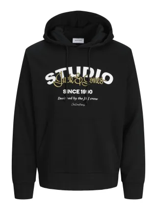 JACK&JONES - JJYUKI SWEAT HOOD BF black - Gr. - XL