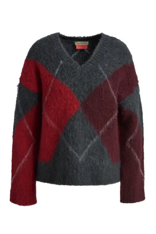 Smith&Soul - V-neck Argyle Pullover anthracite - Gr. - S