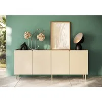 OTTO home Sideboard Dobbiaco, 202 cm breit, 4 Türen, Anrichte, Kommode, Stauraumschrank, Innenliegendes Top, gerade Metallfüße, Tür mit Rundung