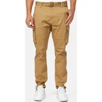 Indicode Cargohose Herren Mathen Cargo Hose Herrenhose aus elastischer Baumwoll-Qualität, inkl. Gürtel