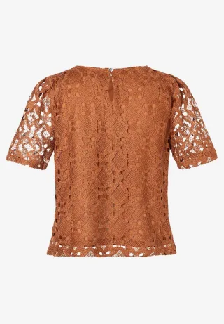 MORE & MORE - Spitzenbluse orange - Gr. - 36