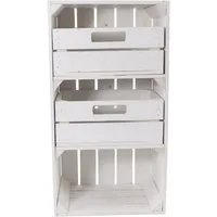 Kistenkolli Altes Land Allzweckkiste Regalkiste "Willi" in weiß mit zwei Schubladen 68x40x31 (Spar-Set, Schmale Kiste und kleine Kiste)