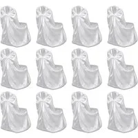 vidaXL Hussen-Set Stuhlhussen für Hochzeit Bankett 12 Stk. Weiß