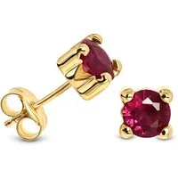 Miore Paar Ohrstecker MA9143E - aus 9 Karat 375 Gelbgold - mit Rubinen 1,20 Karat, Damenohrringe mit 5,5 mm Durchmesser