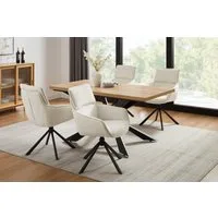 OTTO home Essgruppe Cusey, besteht aus einem Esstisch und vier Stühlen, (Set, 5-tlg., Stühle drehbar, Esstisch 160 cm, 4 cm starke Tischplatte), kratzfester Tisch in Holzoptik, drehbare Stühlen, atmungsaktivem Stoff