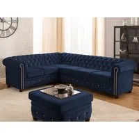 S-Style Möbel Ecksofa Chesterfield L-Form Cleo Blink aus Samt mit Kristallsteppung, mit Wellenfederung