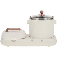 Adler Frühstücks-Set AD 6421 2-in-1-Frühstücksstation Grillfläche und Kochplatte inkl Topf