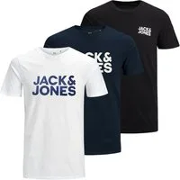 Jack & Jones T-Shirt Corp Logo Tee SS O-Neck 3PK mit zwei unterschiedlichen Drucken