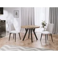 WFL GROUP Esstisch Twixy ausziehbar rund modern mit schwarzen Holzbeinen (MADE IN EU, erhältlich in 3 Größen – 90/100/100 cm, ausziehbar auf 170/150/200 cm), platzsparender Tisch für kleine Küche, Esszimmer oder Wohnzimmer