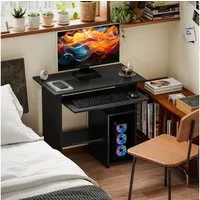 HOMCOM Schreibtisch mit offenen Fächern und Ablageflächen (Computertisch, 1-St., Schreibtisch), für Büro, Arbeitszimmer, 80 x 45 x 75 cm, Schwarz