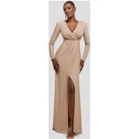 Goddiva Maxikleid Front Wrap Lurex Bodycon Maxi Dress langes Kleid