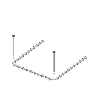 Keuco Brausevorhangstangen Set Plan 14940171200 für Dusche 120 x 120 cm, Aluminium silber eloxiert
