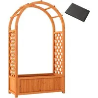 KOMFOTTEU Hochbeet Blumenkasten Pflanzkasten Gartenbeet, mit Rankgitter, Bogenpergola & Ablauflöchern