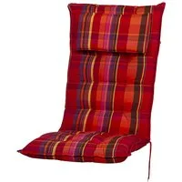 Sun Garden Hochlehnerauflage Hochlehner Sylt 10532-310 rot-orange kariert 118x49x8 cm Sun Garden, (1 St), Eckhaltebänder mit Bindebändern