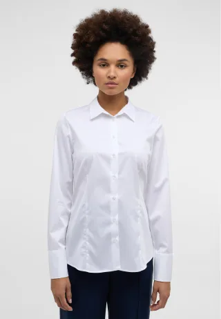 ETERNA - Satin Shirt Bluse Satingewebe Langarm weiß - Gr. - 34/Langarm