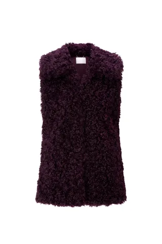 Rich & Royal - Long Curly Faux Fur Vest mulberry - Gr. - 40
