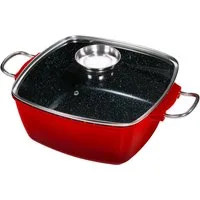 KING Bräter 7 L, Aluguss, Aluminiumguss (1-tlg), mit Glasdeckel und Aromaknopf, Induktion, Keramikbeschichtung