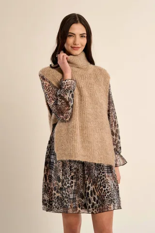molly bracken - Ärmelloser Strickpullover beige - Gr. - XS
