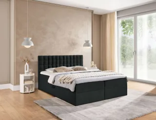Boxspringbett Schlafzimmerbett TORIBO PREMIUM 160x200cm Stoff Coral Schwarz