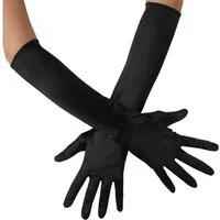 dressforfun Kostüm Faschingskleidung, auch Maskeradenverkleidung, in der Farbe schwarz, Gr. Einheitsgröße, Edle Satin-Handschuhe in Einheitsgröße, Ca. 43 cm