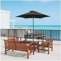 Outsunny Sonnenschirm sechseckig, windfest, stabil, LxB: 196x196 cm, Balkonschirm, Strandschirm, für Strand Balkon Terrasse Garten, Schwarz