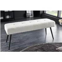riess-ambiente Sitzbank BOUTIQUE 100cm weiß/schwarz – Bouclé-Stoff, Metallbeine (Einzelartikel, 1-St), weicher Teddystoff mit modernem Look – ideal für Flur oder Wohnbereich