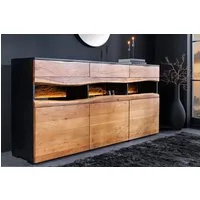 riess-ambiente Sideboard GRAND ACACIA 180cm braun/schwarz - Akazie-Massivholz, LED-Beleuchtung (Einzelartikel, 1 St), handmade & Design mit Baumkante - ideal für Wohn- und Schlafzimmer