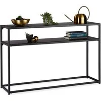 relaxdays Konsolentisch Schwarzer Konsolentisch mit 2 Ablagen