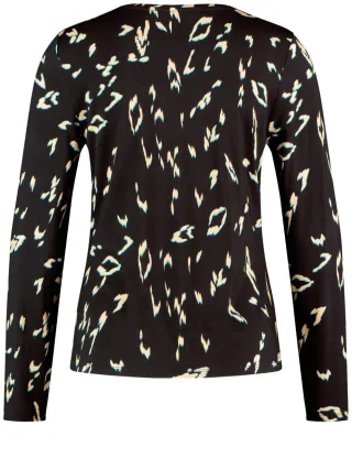TAIFUN - Langarmshirt mit Zierknoten schwarz - Gr. - 40