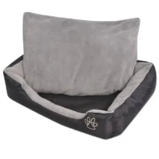 VidaXL Hundebett mit gepolstertem Kissen Schwarz/Grau 38 cm, 38 cm, 17 cm