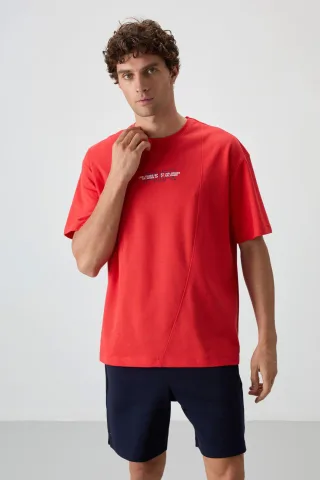 Übergröße Bedrucktes Baumwollmix-T-Shirt