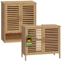 Bellamio Badmöbel-Set Newa aus Bambus, lackiert, (2er-Set, 1x Waschbeckenunterschrank, 1x Hängeschrank), in verschiedenen Set-Kombinationen erhältlich