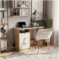 Vicco Schreibtisch Meiko, Weiß/Artisan/Artisan, 105 x 50 cm mit Schubladen (1-St)