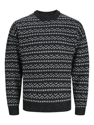 JACK&JONES - JORCOSY KNIT CREW NECK black - Gr. - XL