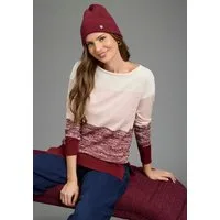 Laura Scott Strickpullover mit breiten, melierten Streifen aus Feinstrick, figurumspielende Passform