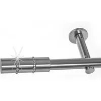 BASIT Gardinenstange Edelstahloptik 19mm mit Wandträgern 120 cm E68, Ø 19 mm, 1-läufig, verschraubt, Metall, H19 120 cm E68 Zylinder mit Kristall